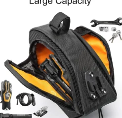 ROCKBROS Waterproof Bike Saddle Bag with Water Bottle Holder
