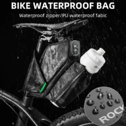 ROCKBROS Waterproof Bike Saddle Bag with Water Bottle Holder
