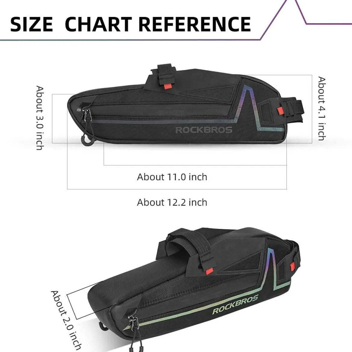 ROCKBROS Water Resistant Bike Triangle Frame Bag, Colorful Reflective 1.5L