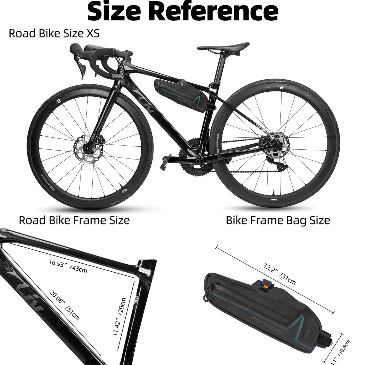 ROCKBROS Water Resistant Bike Triangle Frame Bag, Colorful Reflective 1.5L