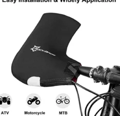 ROCKBROS Winter Bike Handlebar Mittens - Windproof Thermal Pogies for MTB