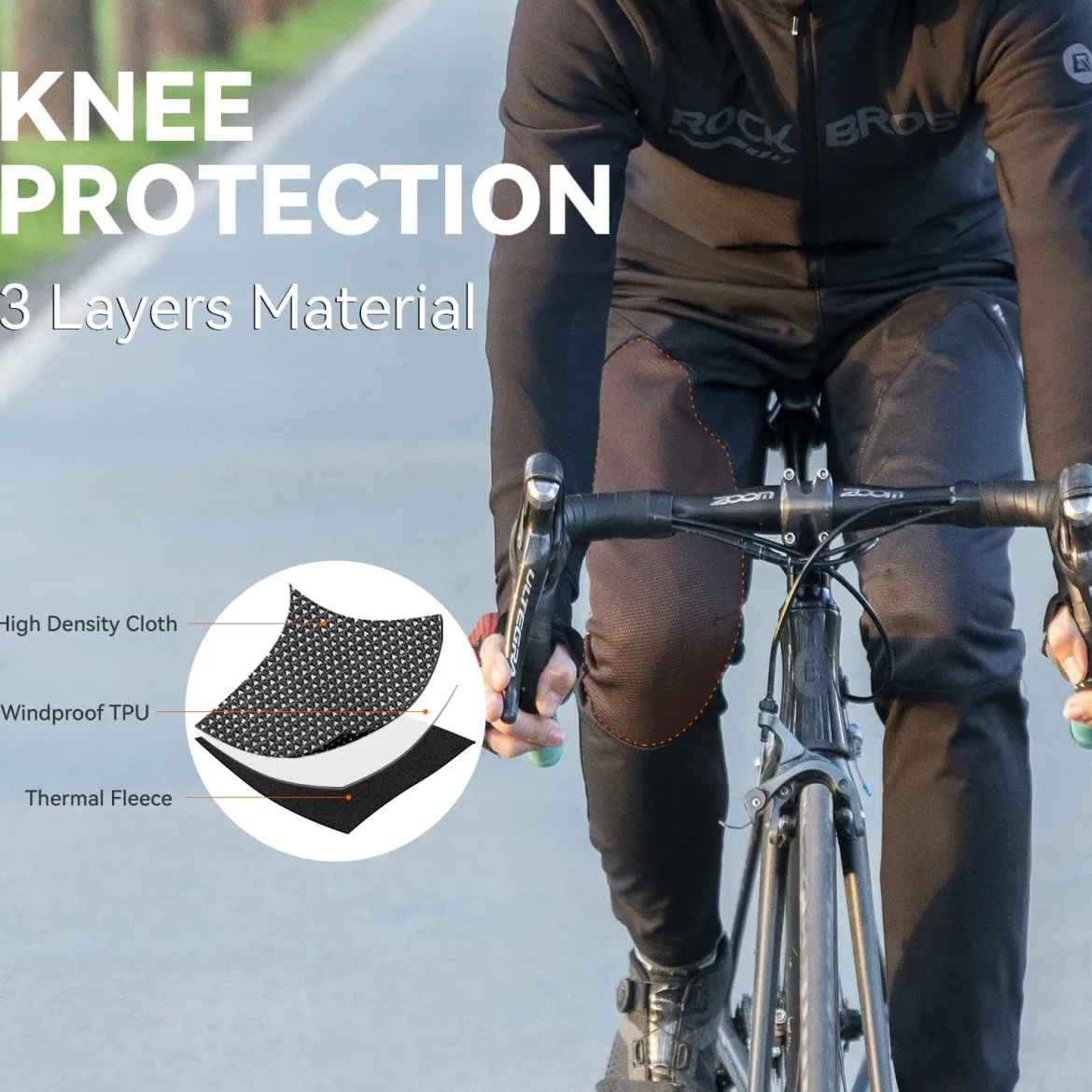 ROCKBROS Winter Cycling Pants for Men Thermal Windproof Mountain Bike Running Pants