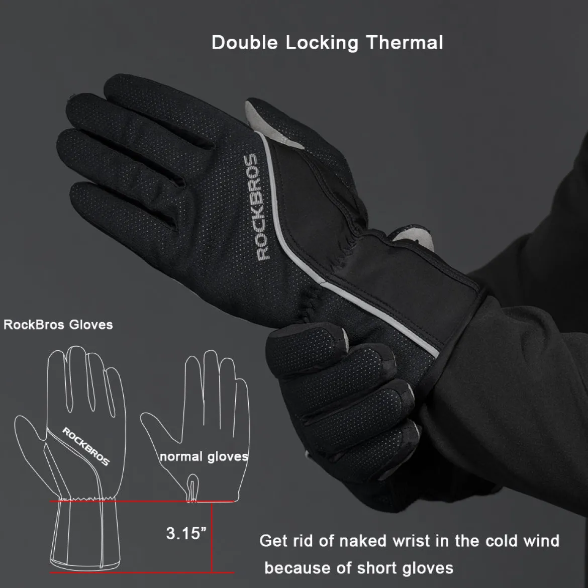 ROCKBROS Winter Gloves for Men Women Winter Cycling Gloves Windproof