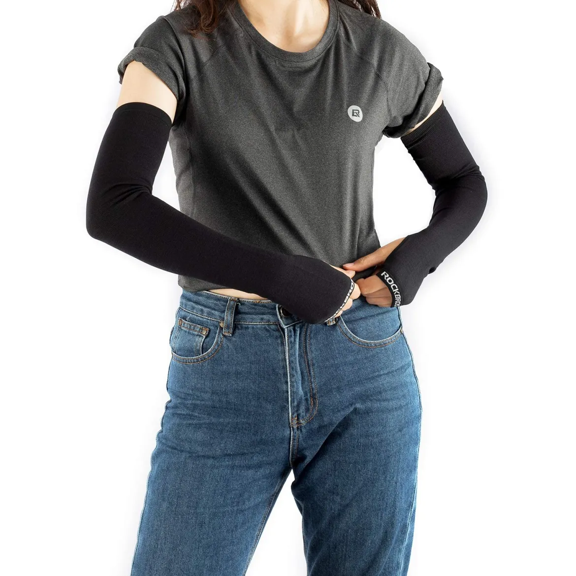 ROCKBROS Winter Knit Arm Warmers, Long Fingerless Sleeves for Women Men