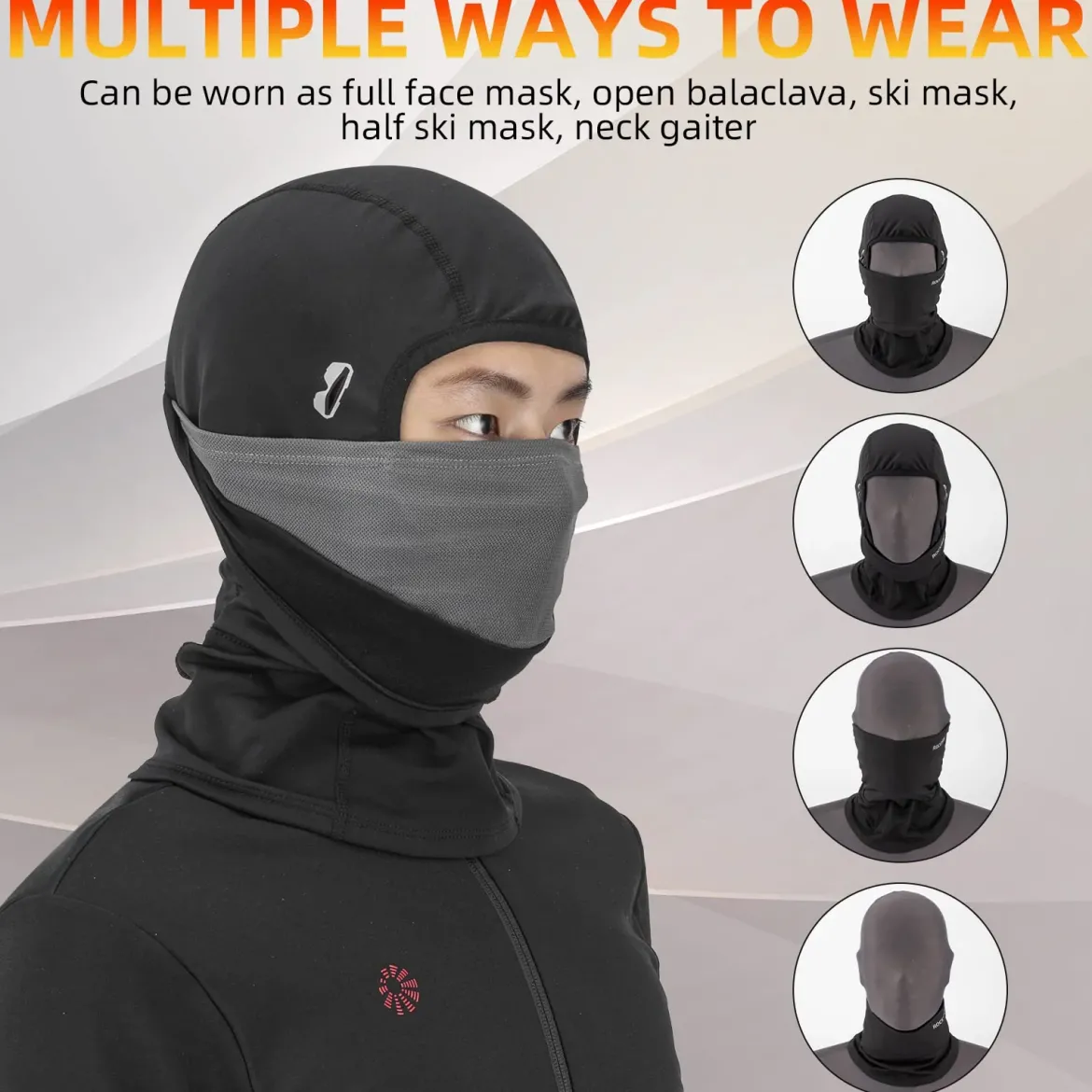 ROCKBROS Winter Ski Mask with Filter Pocket, Full Face Balaclava for Men Women