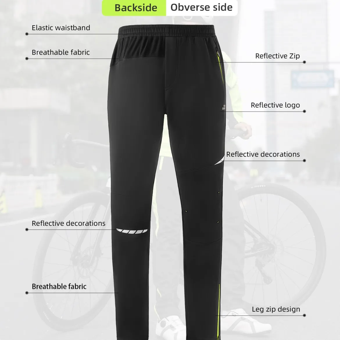 ROCKBROS Winter Thermal Tights Windproof Bike Cycling Pants for Running Outdoor Hiking Gear