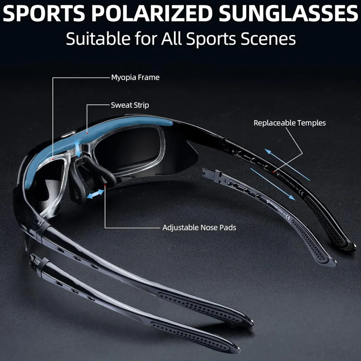 Slim Polarized Sports Sunglasses with 4 Lenses