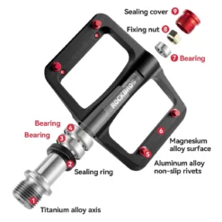 Titanium Axle & Magnesium Alloy 3-Bearing Bike Pedals