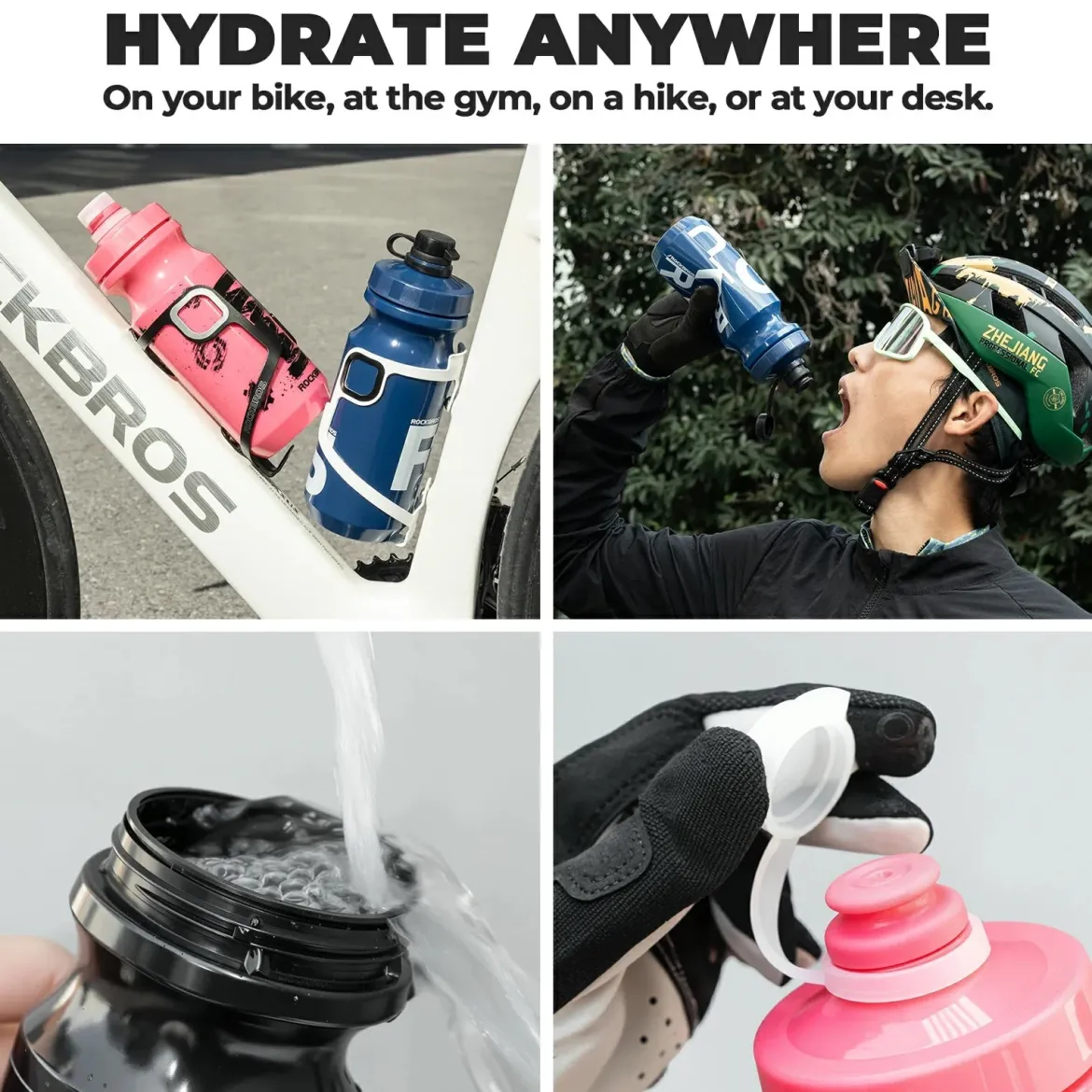 Twin Pack 600ml Cycling Water Bottles for Bike Riding